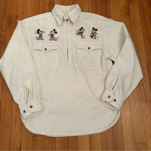 Disney Curduroy Half Zip Shirt Jacket Size S ¥¥